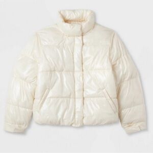 Women’s Cropped Puffer Jacket (Cream)